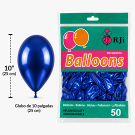 Globo látex RJI azul cromado